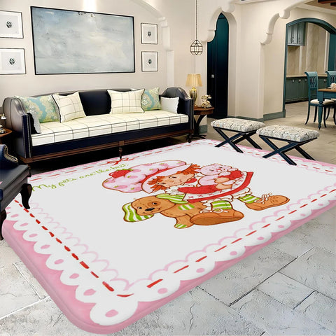 Navak Carpet S-Strawberry-Pink girl Floor Mat Bathroom Mat Kids Room Bedroom Decoration Balcony Anti-Slip Doormat Living Room Welcome Rug