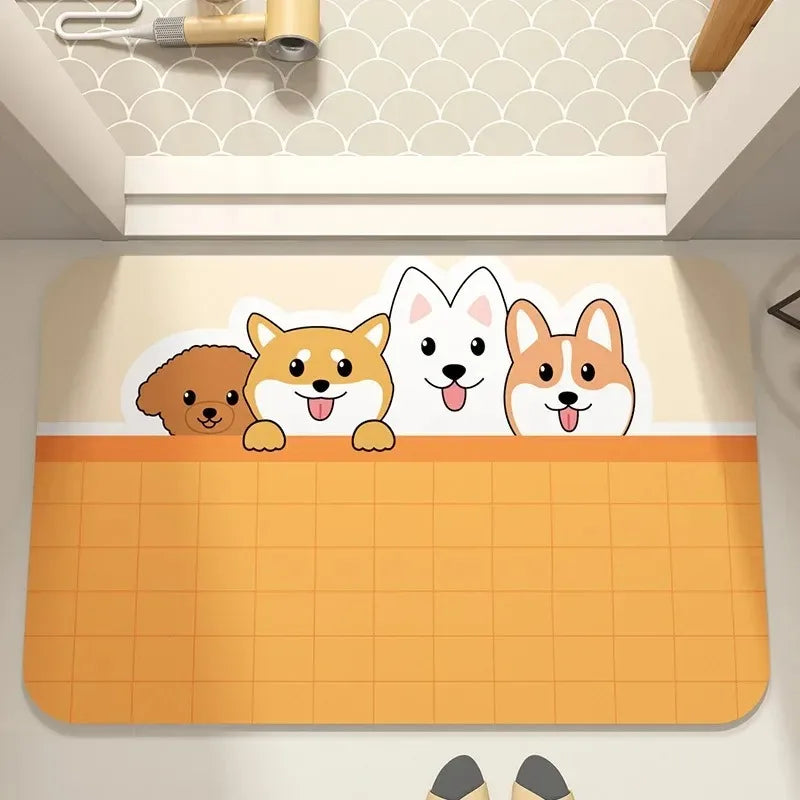 Navak Carpet Cute cartoon dog pattern bathroom absorbent carpet kitchen home decoration bedroom living room entrance door floor mat