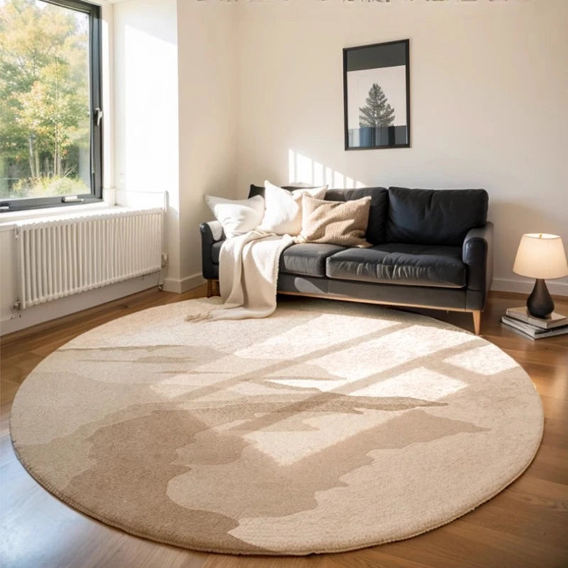 Navak Carpet Nordic Style Bedroom Decor Round Carpet Minimalist Carpets for Living Room Thick Plush Study Floor Mat Fluffy Soft Cloakroom Rug