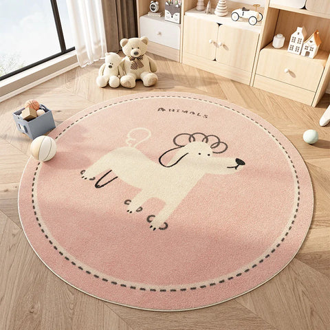 Navak Carpet Cartoon Style Bedroom Decor Plush Carpet Home Fluffy Soft Floor Mat Cute Round Carpets for Living Room Thick Non-slip Lounge Rug
