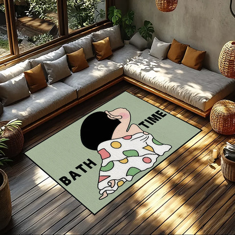 Navak Carpet Anti-Slip Cute C-chan Kitchen C-Crayon S-Shin Bedroom Tufted Rug cartoon Carpet time funny bath Living Room Entrance Decoration