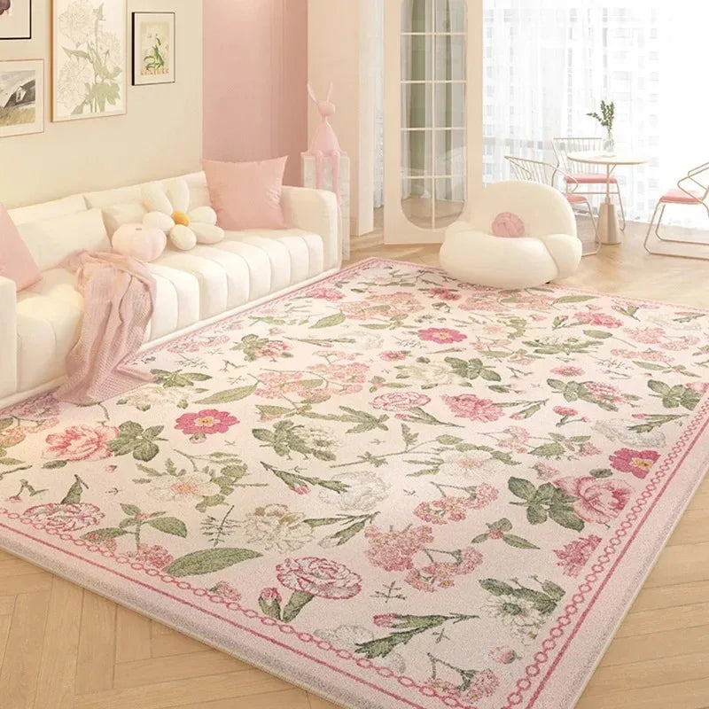 Navak Carpet Living Room Carpet Pink Flower Rug Big Size Home Decoration Floor Mat Soft Plush Room Decor Large Area Rugs Shaggy Bedroom