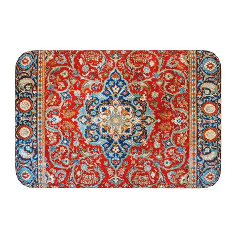 Navak Carpet Blue Antique Persian Isfahan Silk Rug With Animals Front Floor Door Entrance Mat Tribal Ethnic Floral Bath  Doormat Carpet Rug