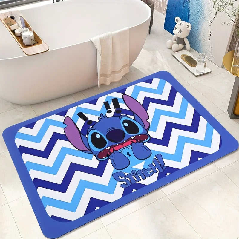 Navak Carpet Daily Picks Disney Stitch Non Slip Bathroom Absorbent Floor Mats Bedroom Living Room Kitchen Rugs Diatom Mud Carpet for Home Decor