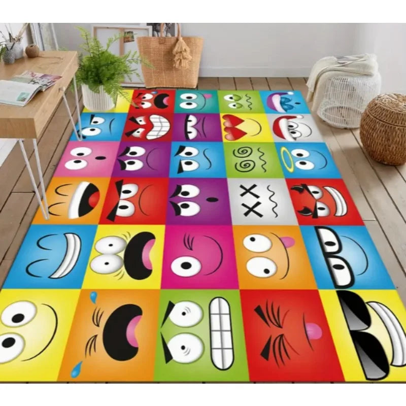 Navak Carpet Cartoon Animal Face Pattern Carpet Learning Interactive Non-Slip Machine Washable Polyester Fiber  Versatile Home Decor Rugs