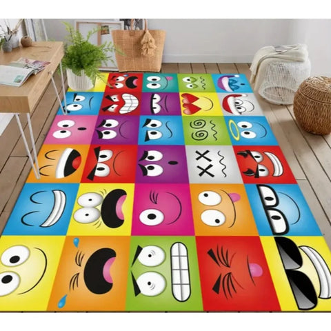 Navak Carpet Cartoon Animal Face Pattern Carpet Learning Interactive Non-Slip Machine Washable Polyester Fiber  Versatile Home Decor Rugs