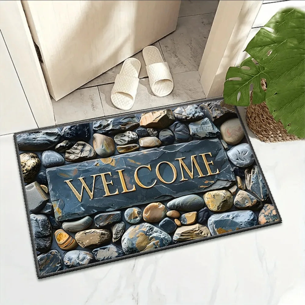 Navak Carpet New Non-Slip Semi-Circular Carpet Anti-fouling Easy to Clean Door Mat Ethnic Style Welcome Mat Home Decorative Door Mat