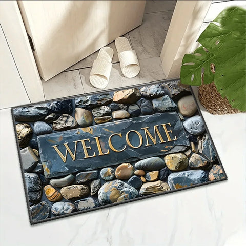 Navak Carpet New Non-Slip Semi-Circular Carpet Anti-fouling Easy to Clean Door Mat Ethnic Style Welcome Mat Home Decorative Door Mat