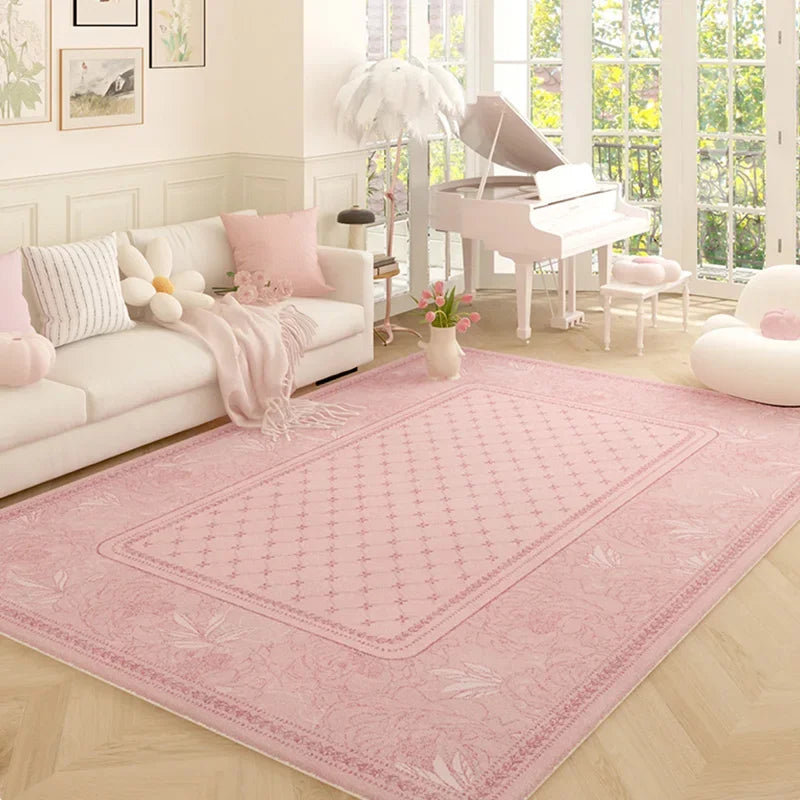 Navak Carpet Living Room Carpet Pink Flower Rug Big Size Home Decoration Floor Mat Soft Plush Room Decor Large Area Rugs Shaggy Bedroom