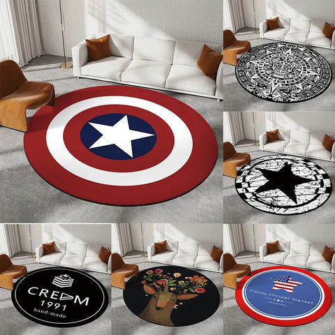 Navak Carpet Daily Picks Disney Captain America Circular Mat Living Room Sofa Carpet Tea Table Bedroom Bedside Enter Door Rug Fashion Home Dcor