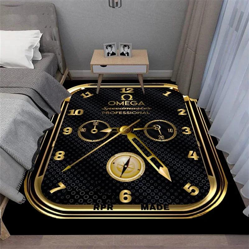Navak Carpet Multi-functional O-OMEGA Dial Crown Watch Pointer Pattern Living Room Bedroom Sofa Decoration Carpet Floor Mat Rugs