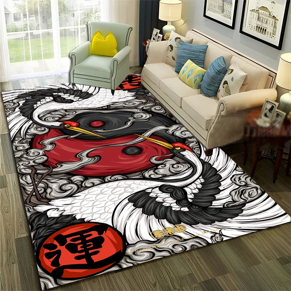 Navak Carpet Chinese 3D Tai Chi Bagua Yin Yang  Carpet Rug for Home Living Room Bedroom Sofa Doormat Decor,Child Area Rug Non-slip Floor Mat