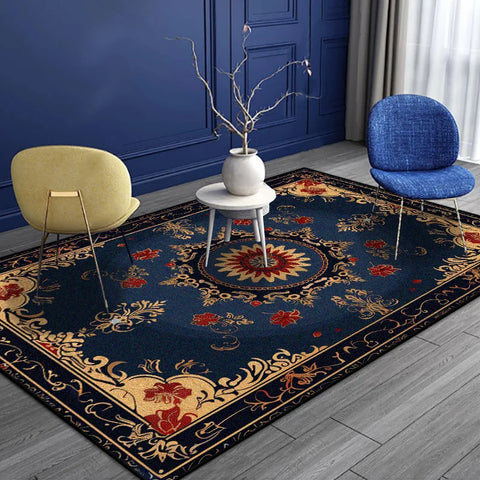 Navak Carpet Persian Style Luxury Carpet Living Room Senior Antiskid Golden Border Bedroom Decoration Rug Soft Easy Clean Entrance Door Mat