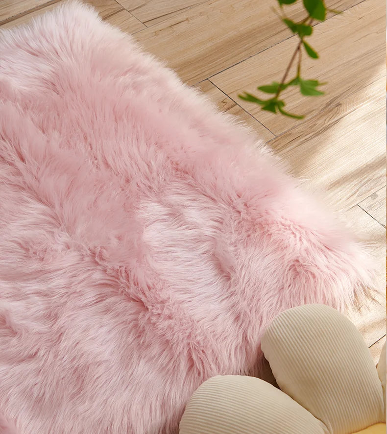 Navak Carpet Faux Fur  Carpet Pink Children's Area Rug for Girls Bedroom Bedside Living Room Fluffy Furry Shaggy Floor Foot Mats Home Decor