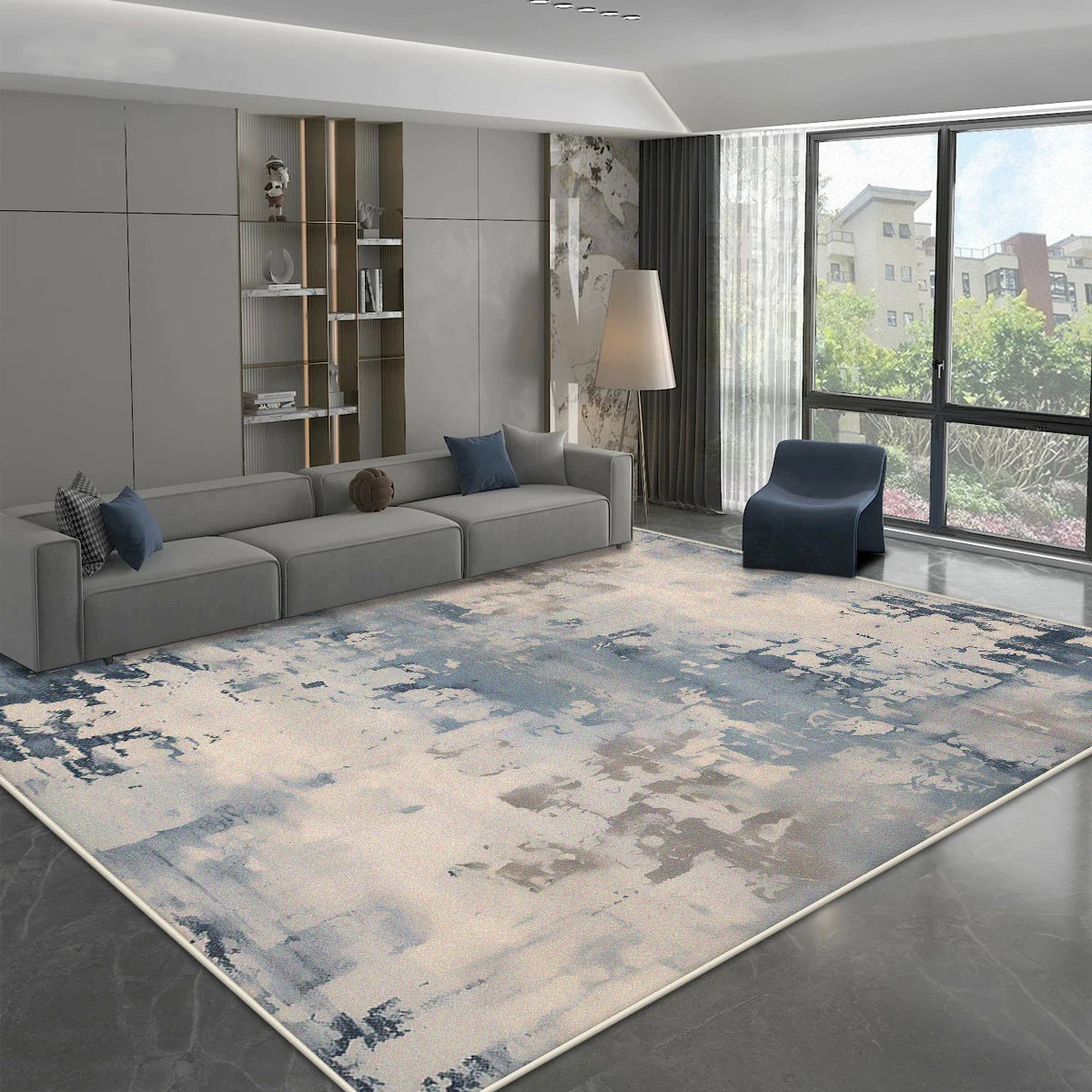 Navak Carpet Modern Simple Style Carpet for Living Room Blue Grey Decoration Home Sofa Fluffy Soft Rug Bedroom Bedside Washable Non-slip Mat