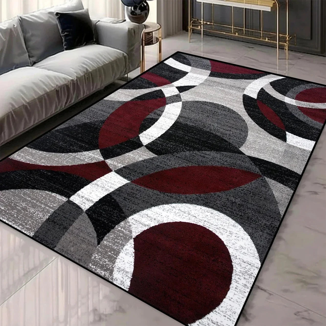 Navak Carpet Geometric Pattern 3D Area Rugs for Living Room and bedroom decor Washable Carpets with Non-slip Backing European Inspired Mats