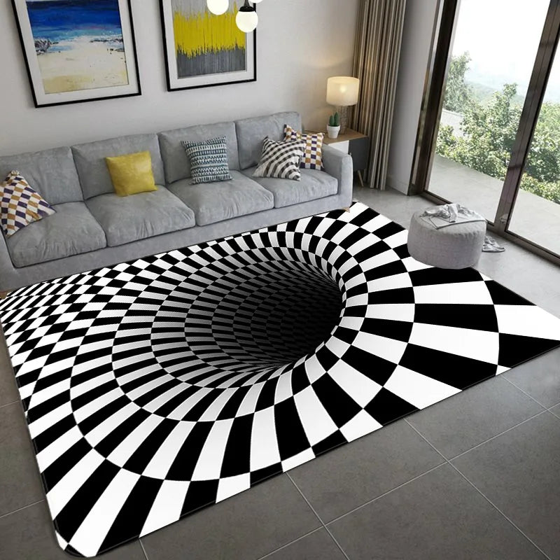 Navak Carpet 3D Vortex Illusion Carpet Entrance Door Floor Mat Abstract Geometric Optical Doormat Non-slip Floor Mat Living Room Decor Rug