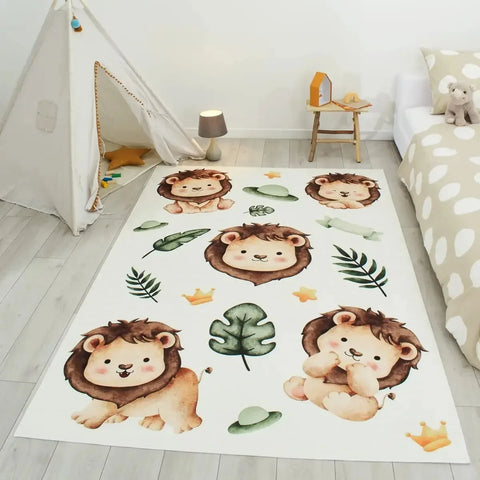 Navak Carpet Summer Ins Style Lion Animal Pattern Stain Resistant Floor Mats Electric Living Room Bedroom Rugs Home Decor