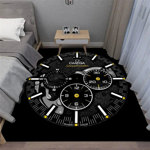 Navak Carpet Multi-functional O-OMEGA Dial Crown Watch Pointer Pattern Living Room Bedroom Sofa Decoration Carpet Floor Mat Rugs