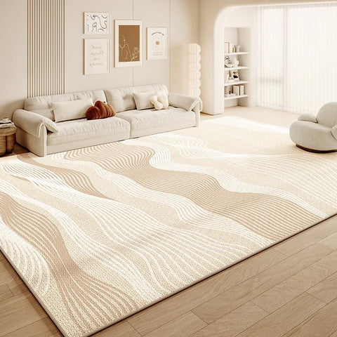 Navak Carpet Cream Abstract Luxurious Striped Carpet Artistic Creative Living Room Carpets Large Size Balcony Rug Easy To Clean Bedroom Rugs