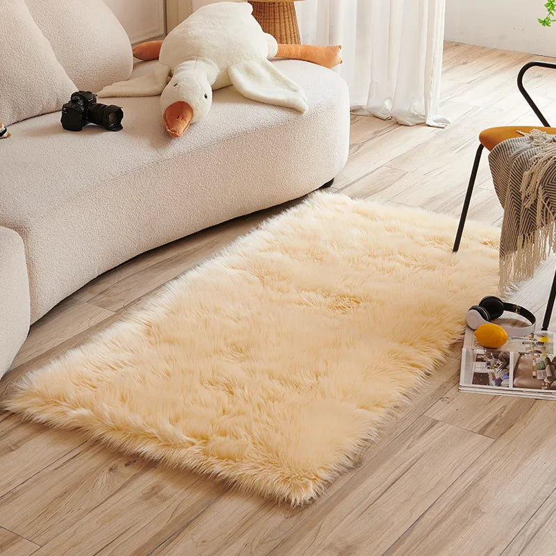 Navak Carpet Faux Fur  Carpet Pink Children's Area Rug for Girls Bedroom Bedside Living Room Fluffy Furry Shaggy Floor Foot Mats Home Decor