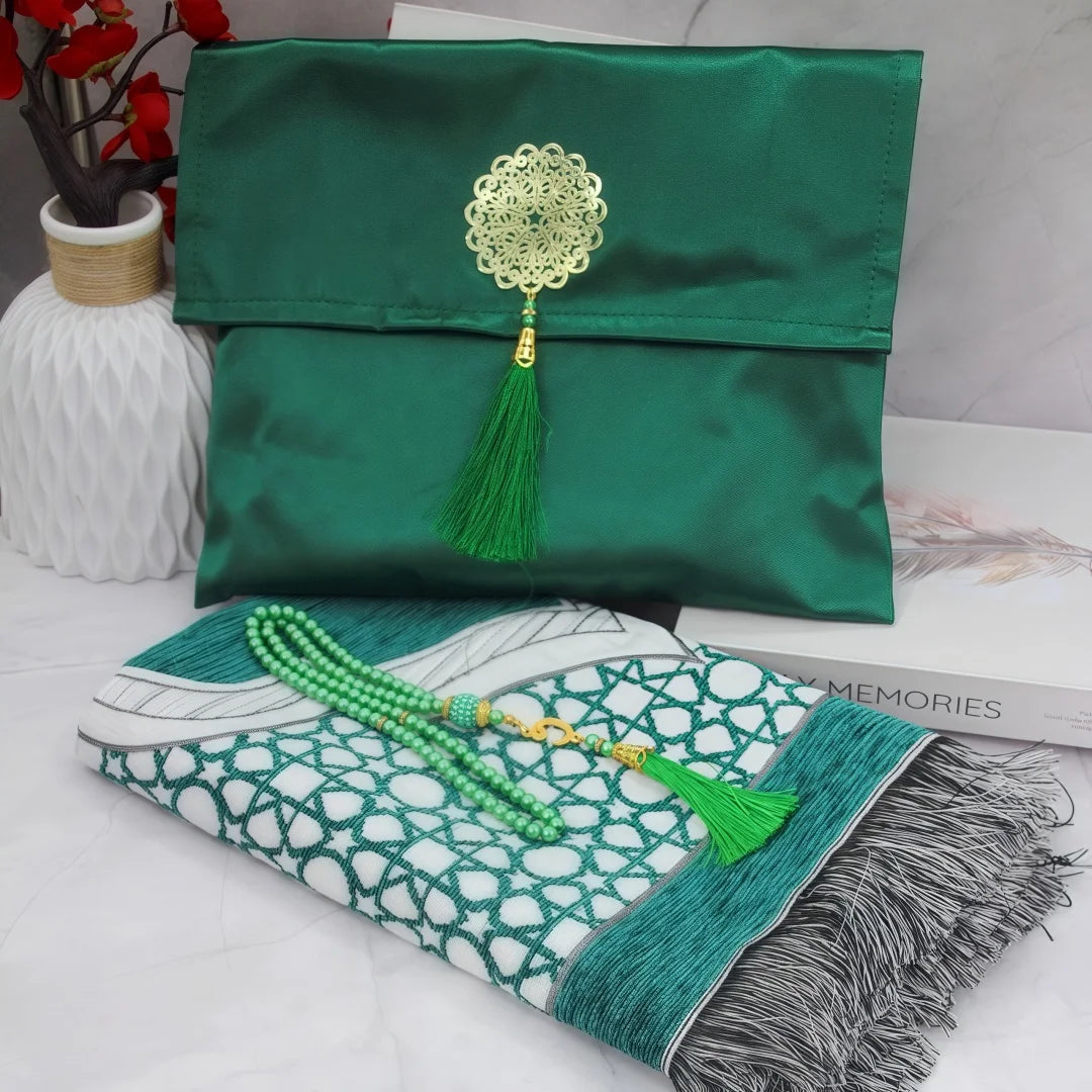 Navak Carpet Muslim Prayer Rug With Portable Bag Beads Muslim for Women Men Soft Mat Islam Gifts Set Turkish for Ramadan Eid Hajj Travel Mat