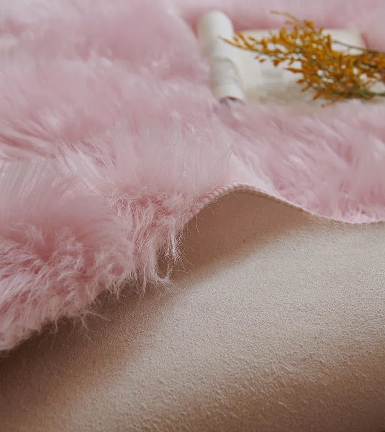 Navak Carpet Faux Fur  Carpet Pink Children's Area Rug for Girls Bedroom Bedside Living Room Fluffy Furry Shaggy Floor Foot Mats Home Decor