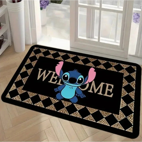 Navak Carpet 1pc Stitch The Movie Welcome Doormat Non-Slip Vibrant Floral Design Machine Washable Easy Clean Home Decoration Children Carpet