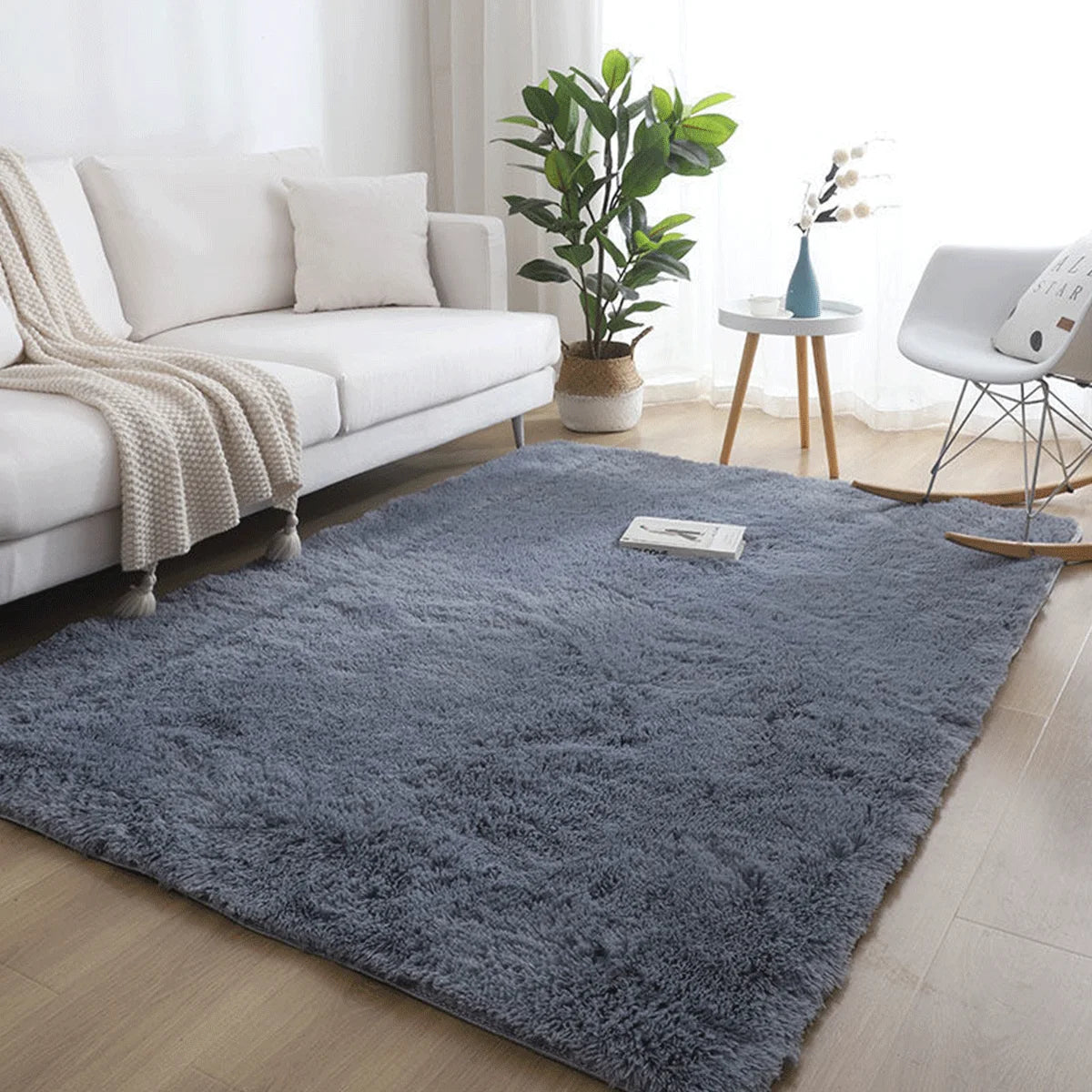 Navak Carpet Furry Carpet Living Room Mat Modern Bedroom Nordic Style Decoration Carpet Large Size Black Gray White Non Slip Children's Rugs