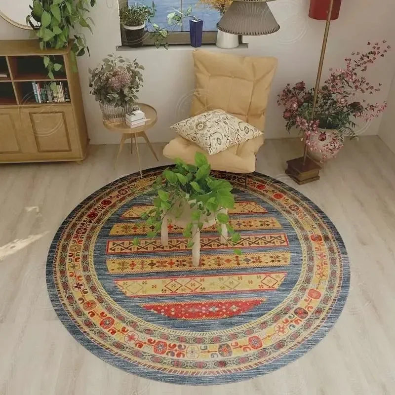 Navak Carpet Persian Retro Ethnic Style Round Living Room Rug Coffee Table Hanging Chair Swivel Chair Floor Mat Bedroom Bedside Rug