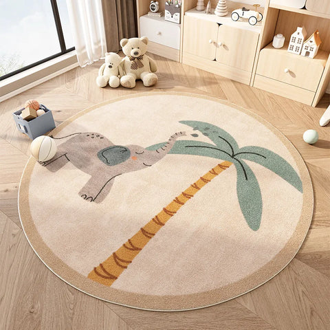 Navak Carpet Cartoon Style Bedroom Decor Plush Carpet Home Fluffy Soft Floor Mat Cute Round Carpets for Living Room Thick Non-slip Lounge Rug