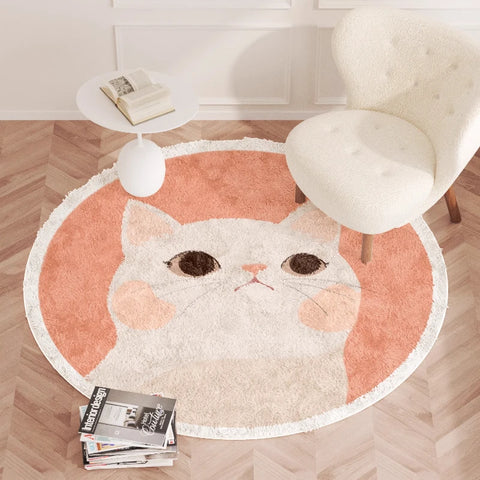 Navak Carpet Cartoon Style Bedroom Decor Carpet Cute Round Carpets for Living Room Thicken Plush Children's Rug Fluffy Soft Bedside Floor Mat