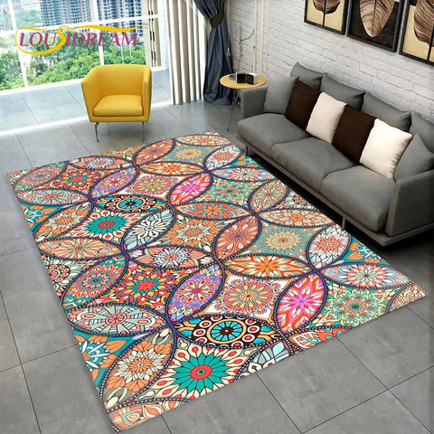 Navak Carpet Bohemia Mandala Geometric Area Rug,Carpet Rug for Home Living Room Bedroom Sofa Doormat Kitchen Decor,Kid Non-slip Floor Mats