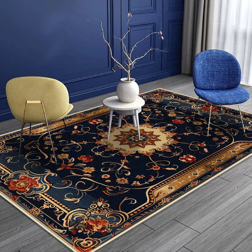 Navak Carpet Persian Style Luxury Carpet Living Room Senior Antiskid Golden Border Bedroom Decoration Rug Soft Easy Clean Entrance Door Mat