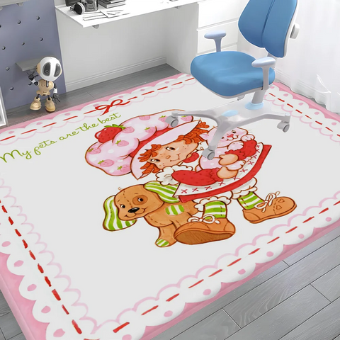 Navak Carpet S-Strawberry-Pink girl Floor Mat Bathroom Mat Kids Room Bedroom Decoration Balcony Anti-Slip Doormat Living Room Welcome Rug
