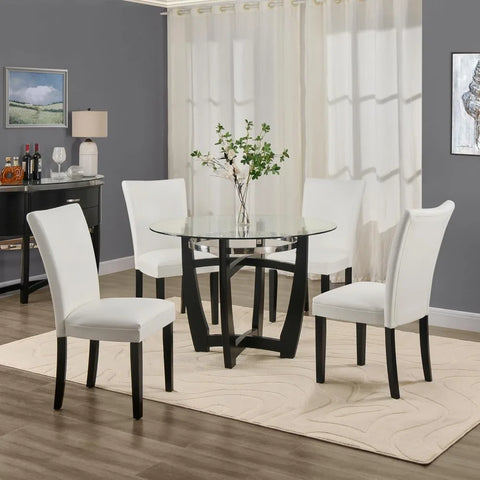 Navak Carpet Set of 2 Parsons Dining Chairs – Faux Leather Upholstered Side Chairs w/Solid Wood Legs for Dining & Living Room