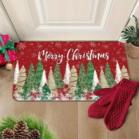 Navak Carpet Exclusive Picks Christmas Decorative Rug, Durable and Non-Slip Christmas Tree Bathroom Door Mat, Entrance Door Mat, Home Decor