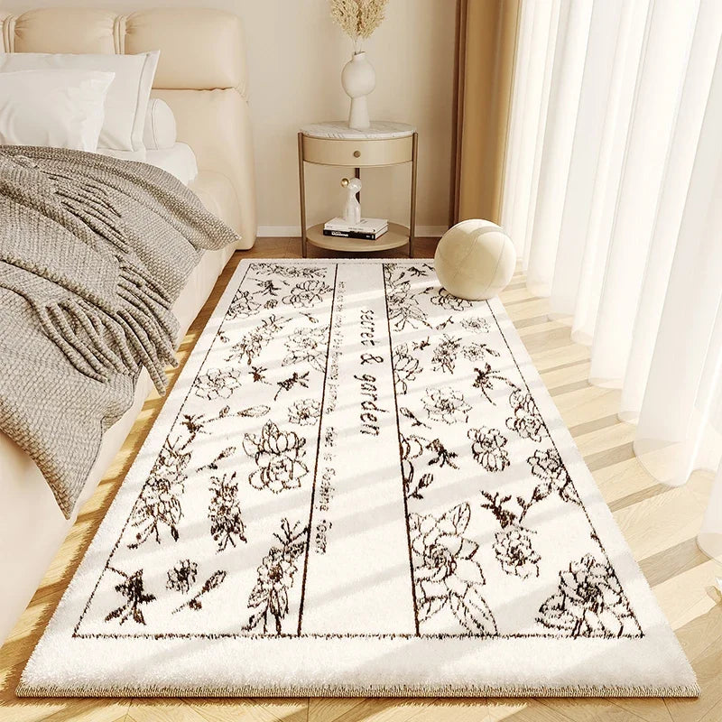 Navak Carpet French Cream Style Bedroom Carpet High End Color Bedside Fluffy Soft Thickened Carpets New Minimalist Style Anti Slip Rug