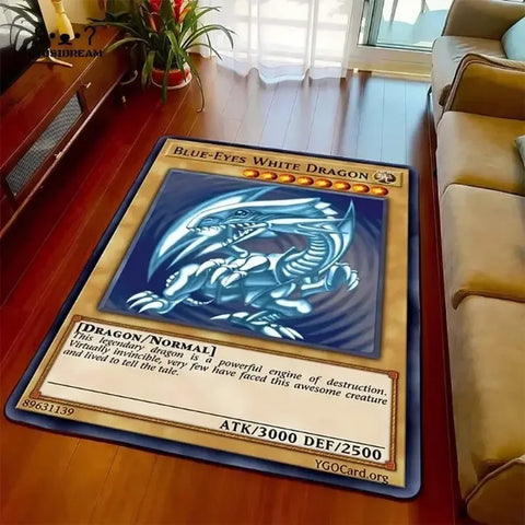 Navak Carpet Yu-Gi-Oh Blue Eyes White Dragon Anime Carpet Cartoon Floor Mat for Living Room and Bedroom Decorative Area Rug Perfect Gift