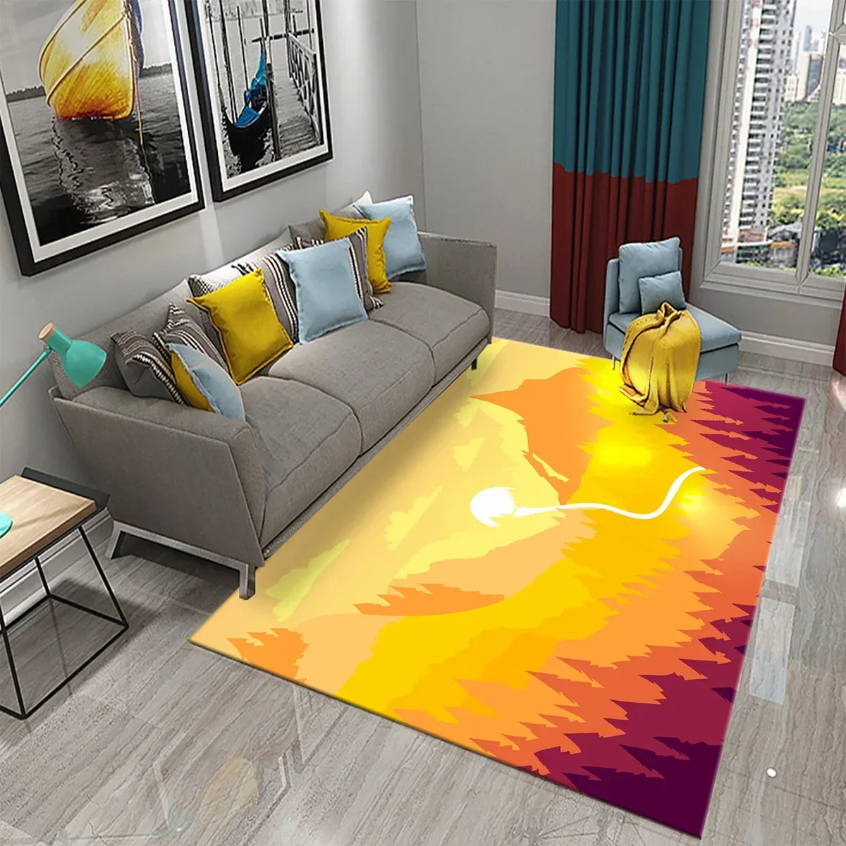 Navak Carpet 3D Simple Abstract Art Theme Carpet Nordic Style Geometric Line Living Room Balcony Bedroom Bathroom Non-slip Door Floor Mat