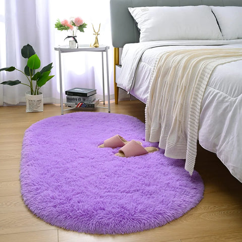 Navak Carpet Fluffy Plush Carpet Ellipse for Children’S Bedroom Living Room Sofa Area Rugs Balcony Soft Silky Carpet Girl Room Home Decor