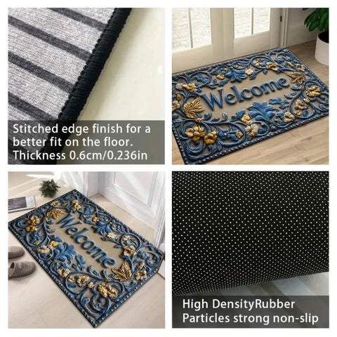 Navak Carpet 1pc, Entry Door Dirt Resistant, Easy To Maintain, Non-Slip 3D Printed Crystal Velvet Foot Mat, Machine Washable Polyester Carpe