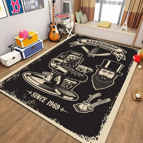 Navak Carpet Barber Shop sign Pattern Carpet,Living Room and Bedroom Household Items,Children's Room Sofa Mats, Doormat Floor  Anti-slip Rug