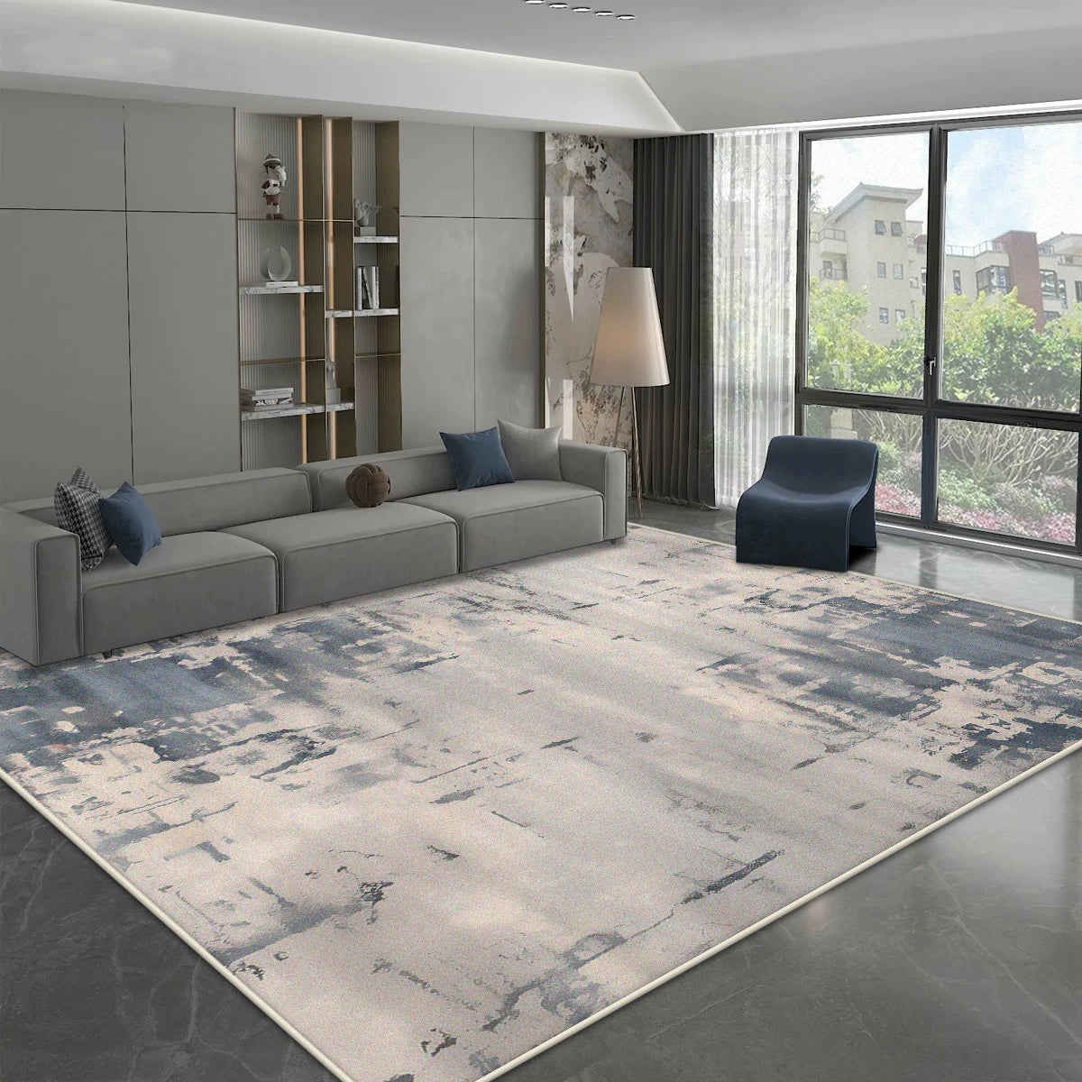 Navak Carpet Modern Simple Style Carpet for Living Room Blue Grey Decoration Home Sofa Fluffy Soft Rug Bedroom Bedside Washable Non-slip Mat