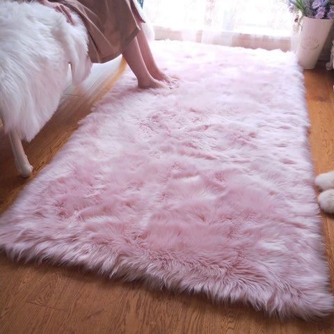Navak Carpet Faux Fur  Carpet Pink Children's Area Rug for Girls Bedroom Bedside Living Room Fluffy Furry Shaggy Floor Foot Mats Home Decor