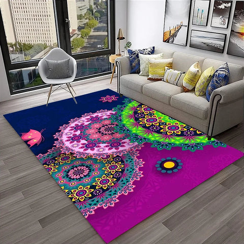 Navak Carpet 3D Mandala Bohemia Geometric Carpet Rug for Home Living Room Bedroom Sofa Kitchen Doormat Decor,Kid Area Rug Non-slip Floor Mat