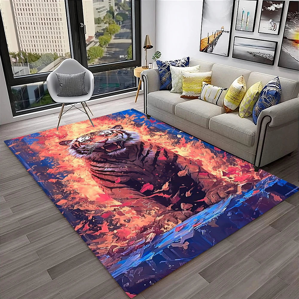Navak Carpet 3D Dream Tiger Animal Cartoon Carpet Rug for Home Living Room Bedroom Sofa Doormat Decor,Child Play Area Rug Non-slip Floor Mat