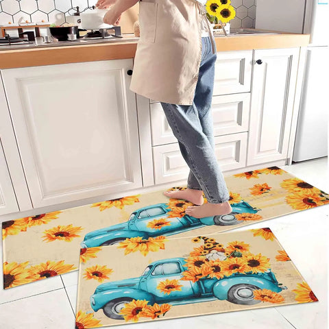 Navak Carpet Exclusive Picks 2PC Coffee Kitchen Rugs and Mats Non-Slip Washable Stain and Fade Resistant,Kitchen Hallway Runner Rug Kitchen Home Decor