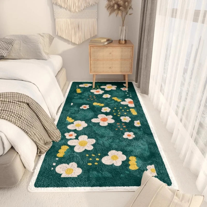 Navak Carpet Nordic Style Bedroom Decor Plush Carpet Flower Pattern Carpets for Living Room Washable Bedside Floor Mat Fluffy Soft Lounge Rug