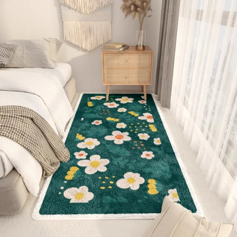 Navak Carpet Nordic Style Bedroom Decor Plush Carpet Flower Pattern Carpets for Living Room Washable Bedside Floor Mat Fluffy Soft Lounge Rug